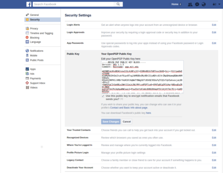 Secure Facebook with a PGP key