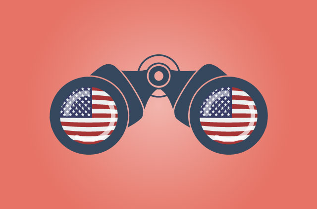 Surveillance binoculars with American flags