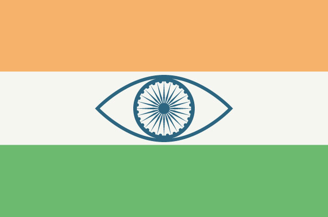 Indian flag with an eye in the middle.