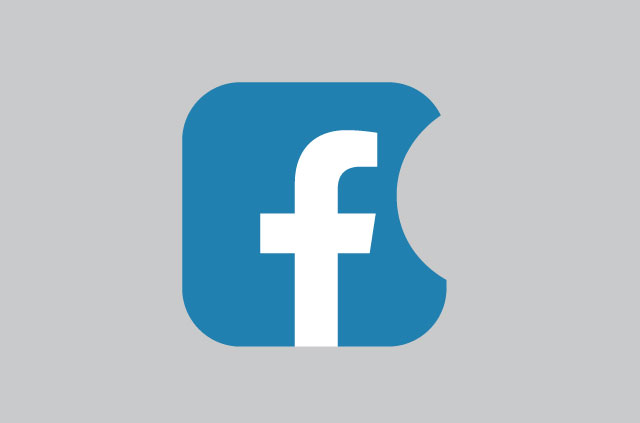 The Facebook logo with a bite taken from it, similar to Apple's logo.
