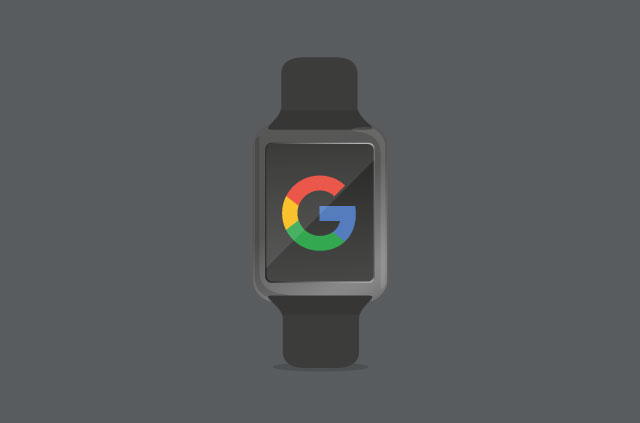 An illustratoin of a smart watch with Google's logo on the face.