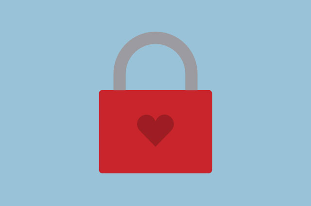An illustration of a heart-shaped padlock.