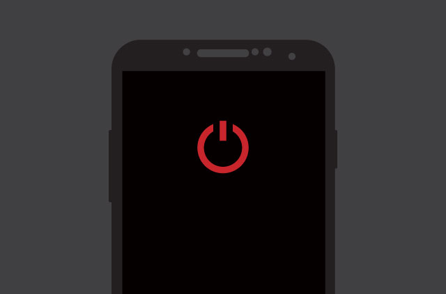 Mobile phone switched off with a red off icon.