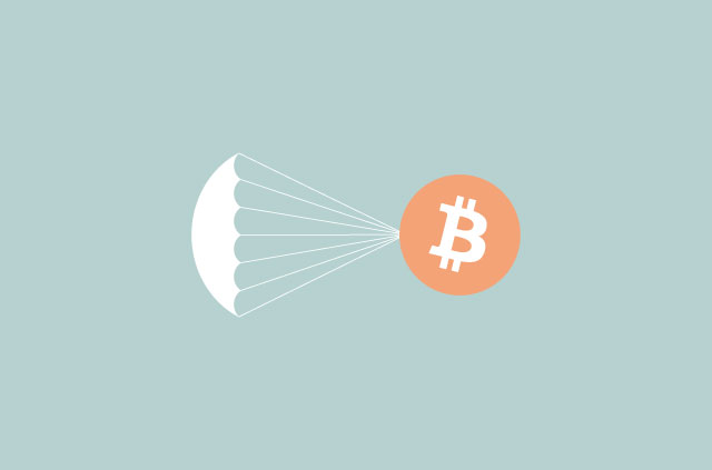 bitcoin logo with parachute
