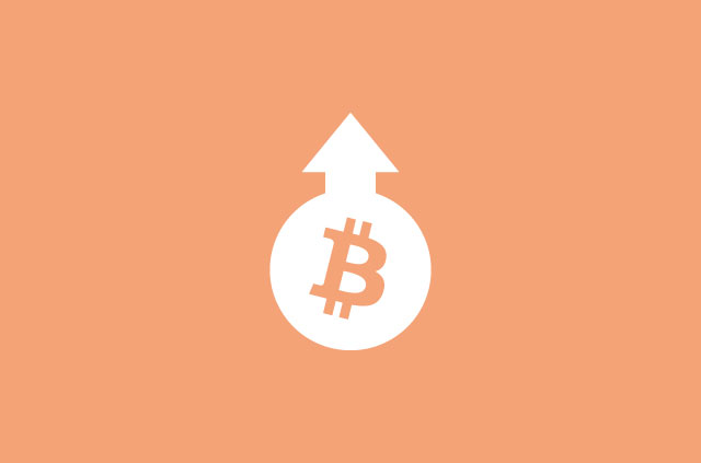 Bitcoin logo with arrow