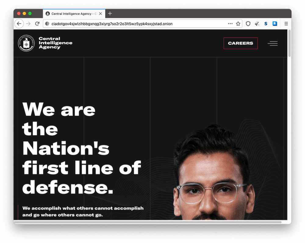 La página onion de la CIA en la dark web.