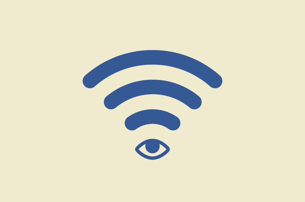 An eye looking up at the Wi-Fi symbol.