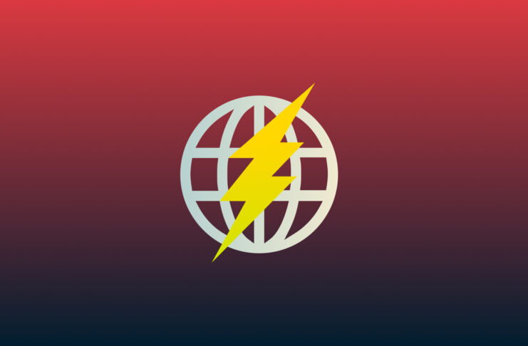 Globus-Icon mit einem Blitz