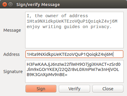 sign and verify your message
