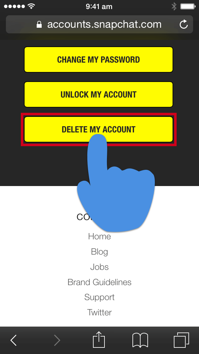 How To Permanently Delete Your Snapchat Account Expressvpn - snapchat accounts page with delete my account button highlighted