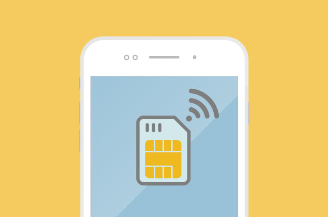 An illustration of a SIM card transmitting data.