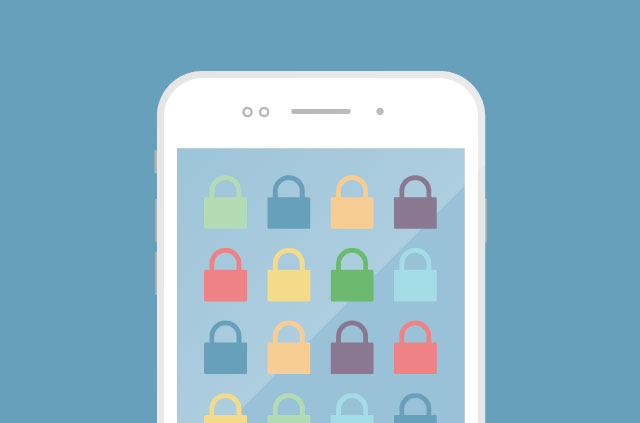 An illustration of a smartphone, but here's the kicker: All the app icons are padlocks!!