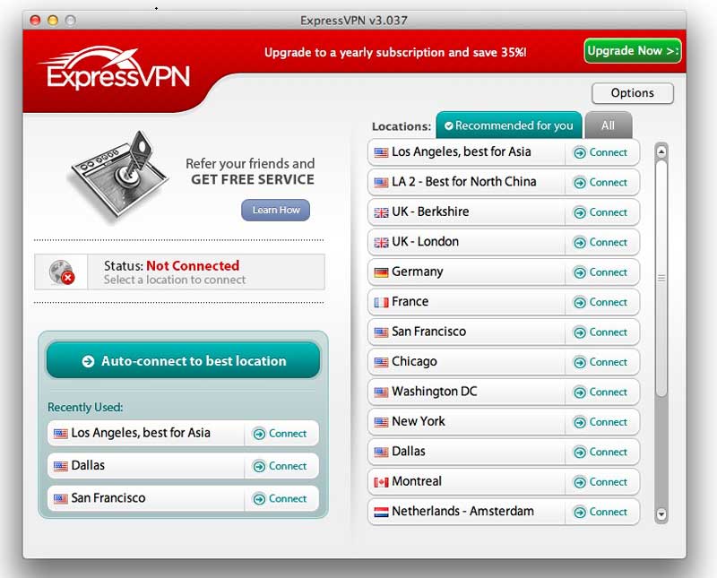 Screenshot: Click the VPN upgrade button.