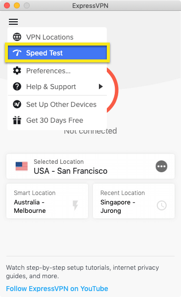 ExpressVPN for Mac v7 Speed Test.