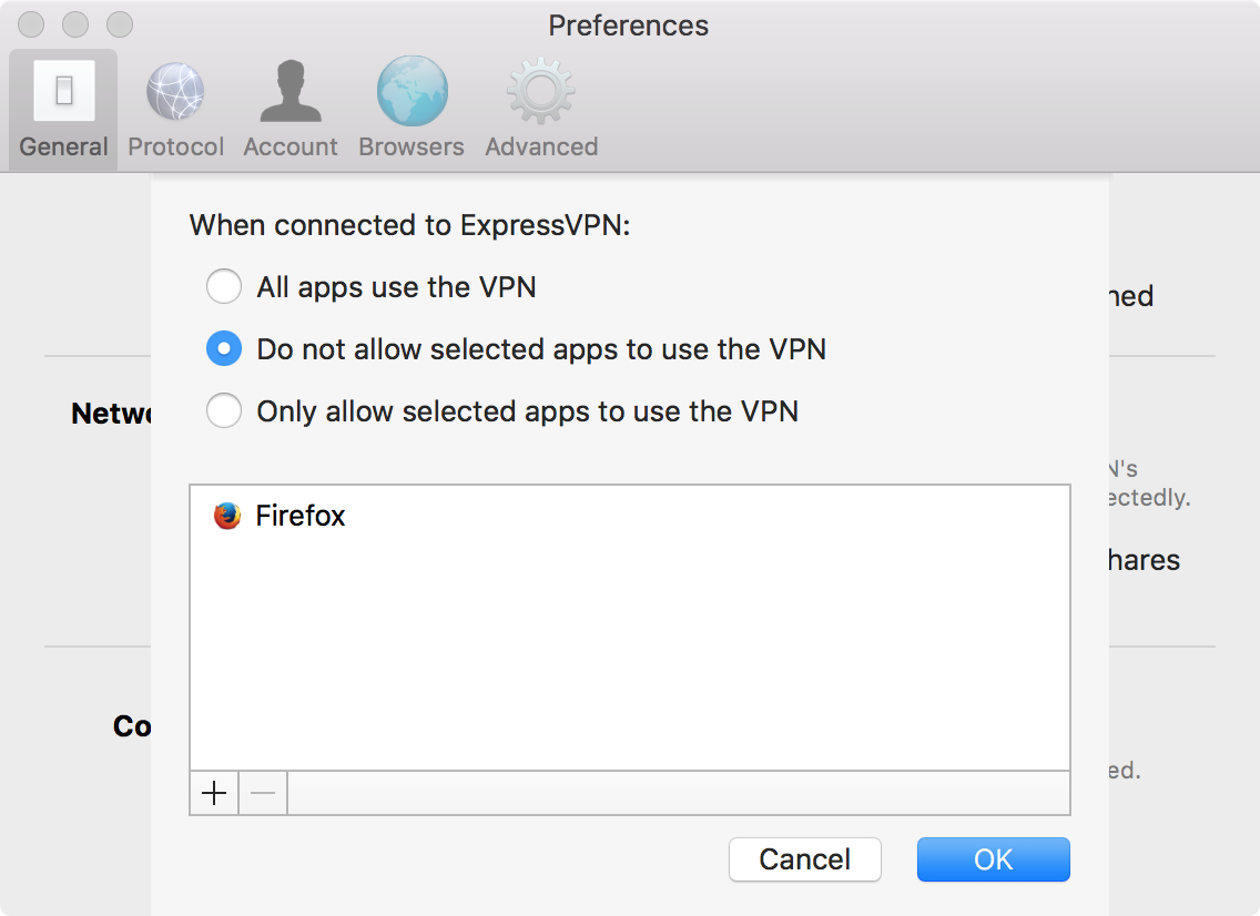 Select which apps don't use a VPN