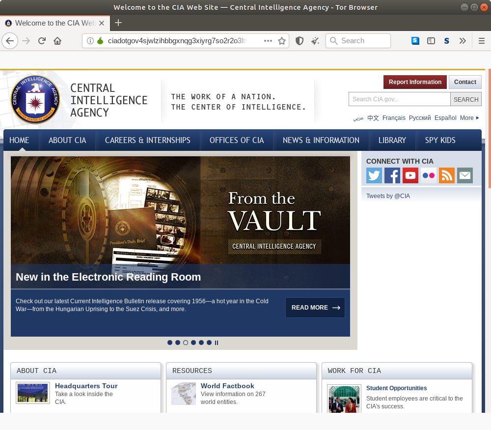 Onion-Homepage für die CIA.