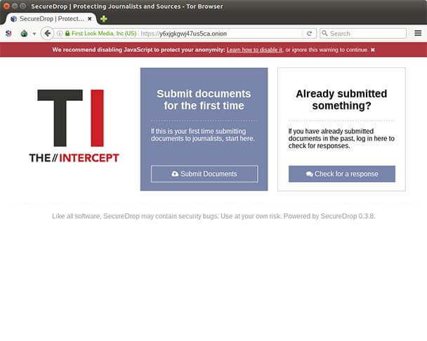 The Intercept is an .onion secure drop with TLS