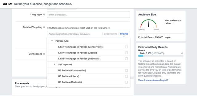 Facebook can target you based on your political preferences.
