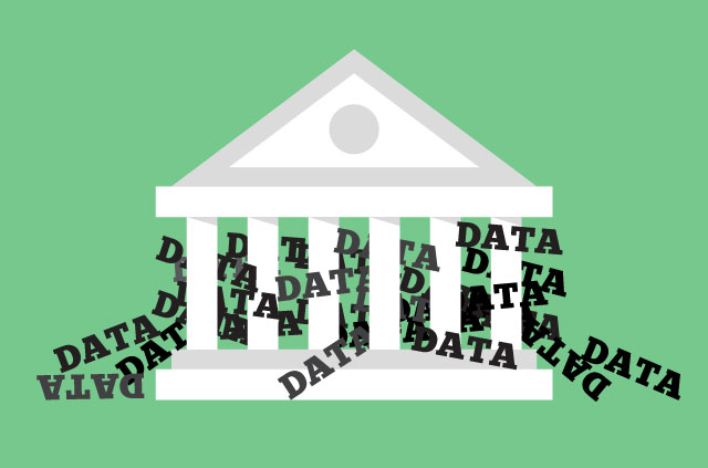 Supreme Court building overflowing with data