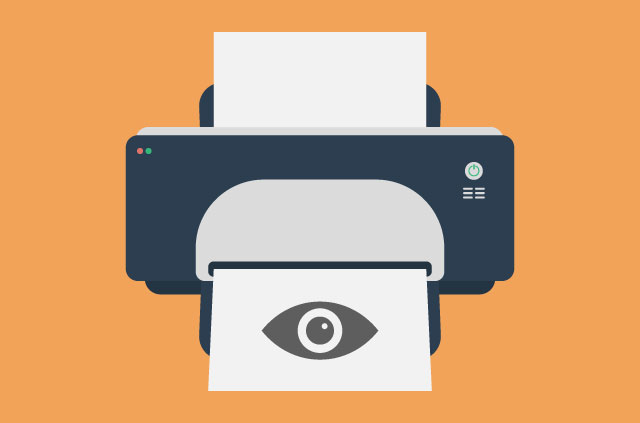 A printer with a surveillance eye.