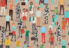 Some pixelated people in a crowd