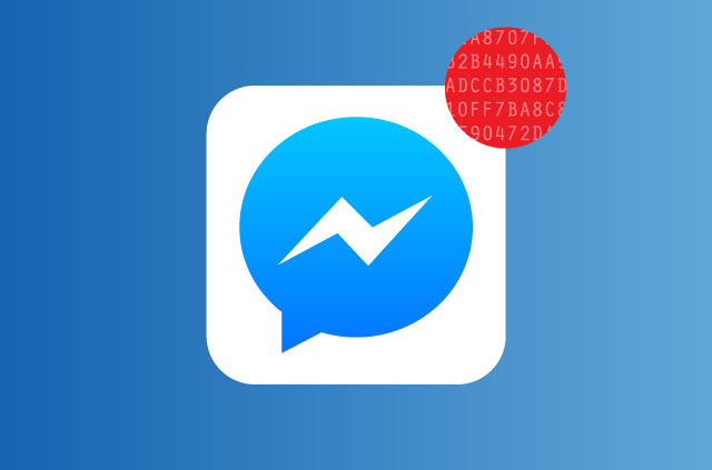 The Facebook Messenger logo with a red dot to indicate a new message has arrived. But there's a twist! The red do features an encryption key.