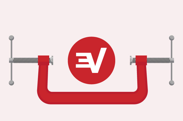 The ExpressVPN logo in a sturdy vice, to symbolize our sturdy security. We are are strong, like bear.
