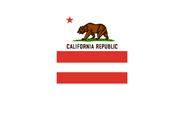 California flag above a red equal sign