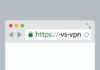 A browser with an HTTPS green lock. VPN is written in the search bar.