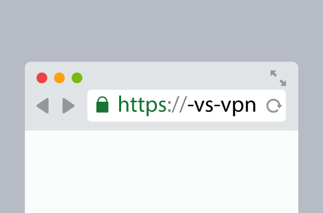 A browser with an HTTPS green lock. VPN is written in the search bar.