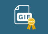 A GIF file image with a yellow ribbon on it.