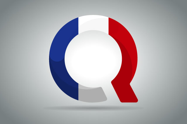 The Qwant logo in the colours of the French flag