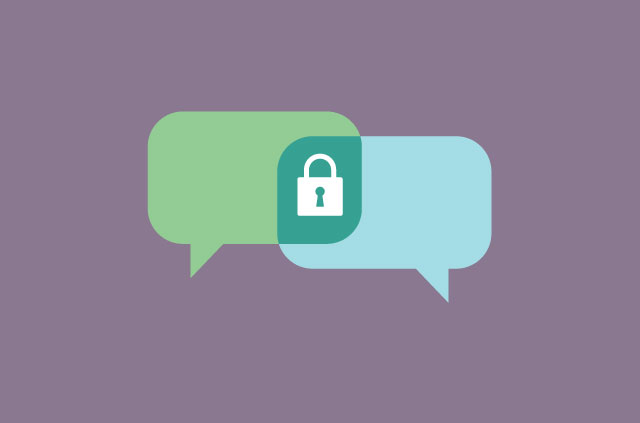 eff-fixitalready Two speech bubbles overlapping with a lock in the overlap.