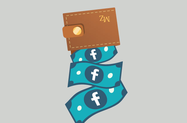 An illustration of money pouring from a wallet bearing the initials MZ.