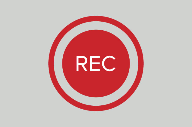 Red circular record button.