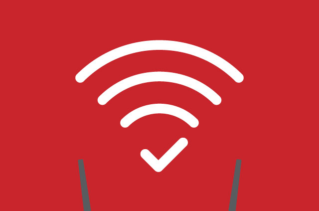 vpn-router-contest Wifi router with tick symbol in the wifi signal.
