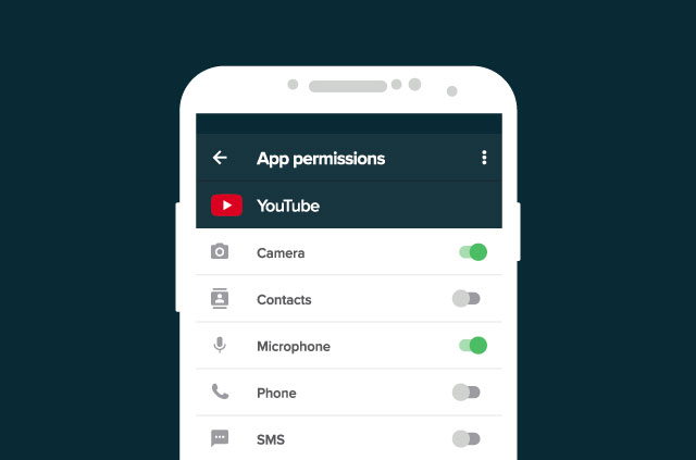 Android phone with app permissions for YouTube.