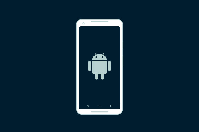 Android robot on a phone screen.