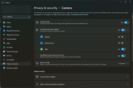 Image showing Windows Camera option.