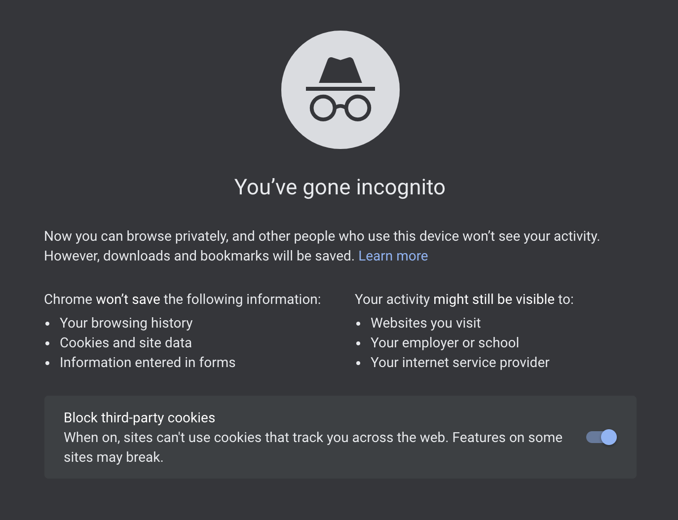 Chrome Incognito mode.