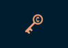 Key with cryptocurrency symbol.