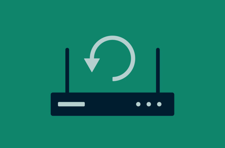 Reset symbol with router icon.