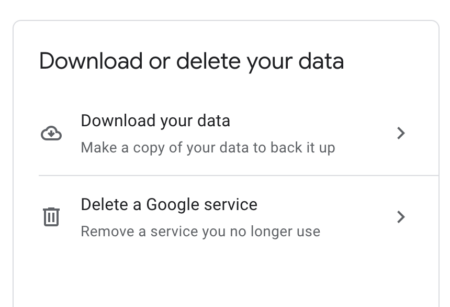 Google account Delete a Google service.