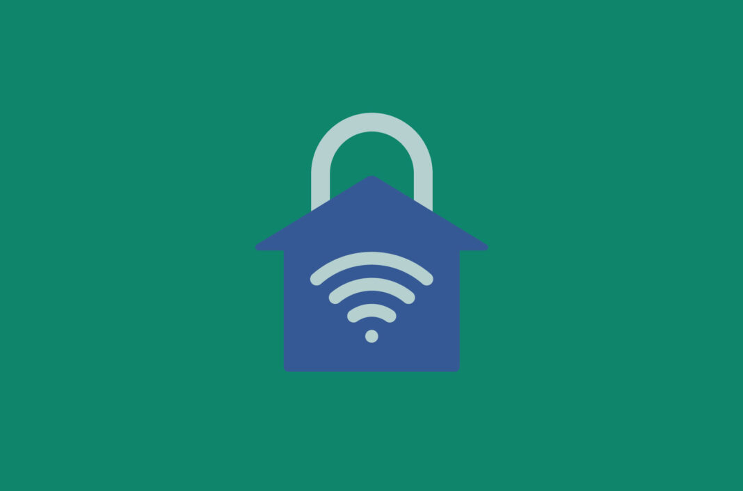 House-shaped padlock with Wi-Fi icon