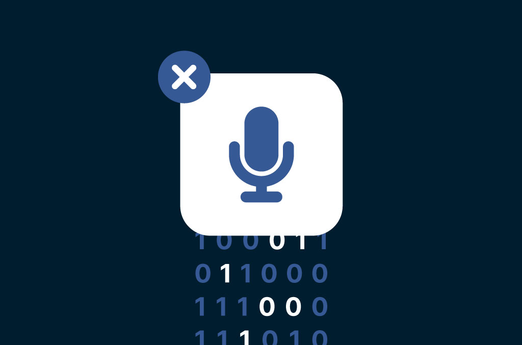 An icon displaying a microphone with a series of ones and zeros underneath.