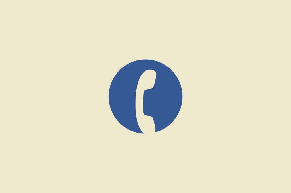 Phone receiver in the Facebook logo.