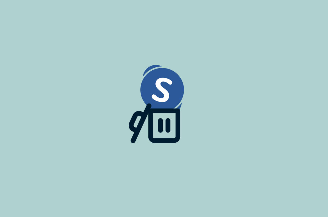 Skype logo in trash bin deleting skype