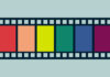 Celluloid film reel with rainbow colors.