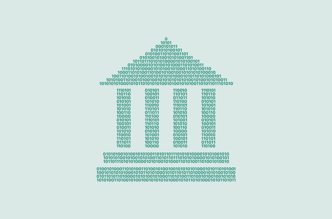 Bank facade in binary