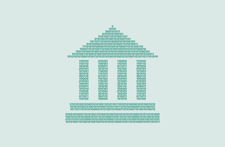 Bank facade in binary